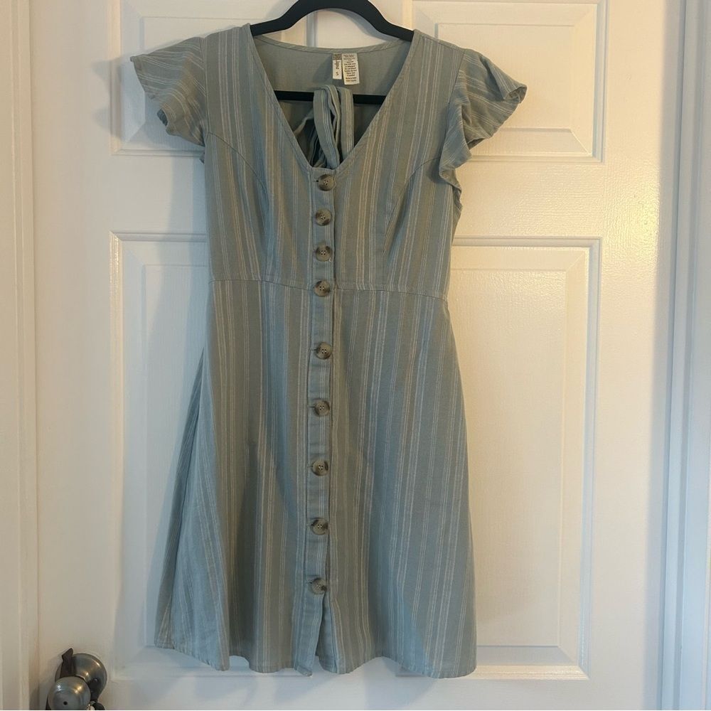 JAPNA A-line Flutter Sleeve Button Front Mini Dress